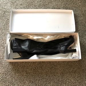 Used Calvin Klein Black Neoprene Stretch Microsuede Boots